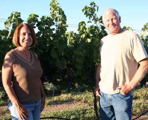 Mark and Rhona in the Syrah block